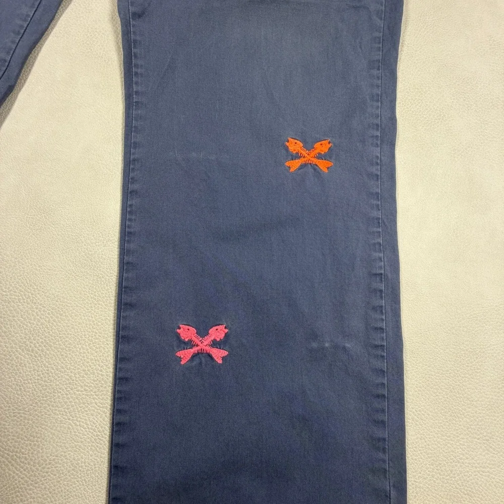 Vineyard Vines‎ Mens 30x30 Navy Blue Neon Embroidered Fish Skeleton Chino Pants